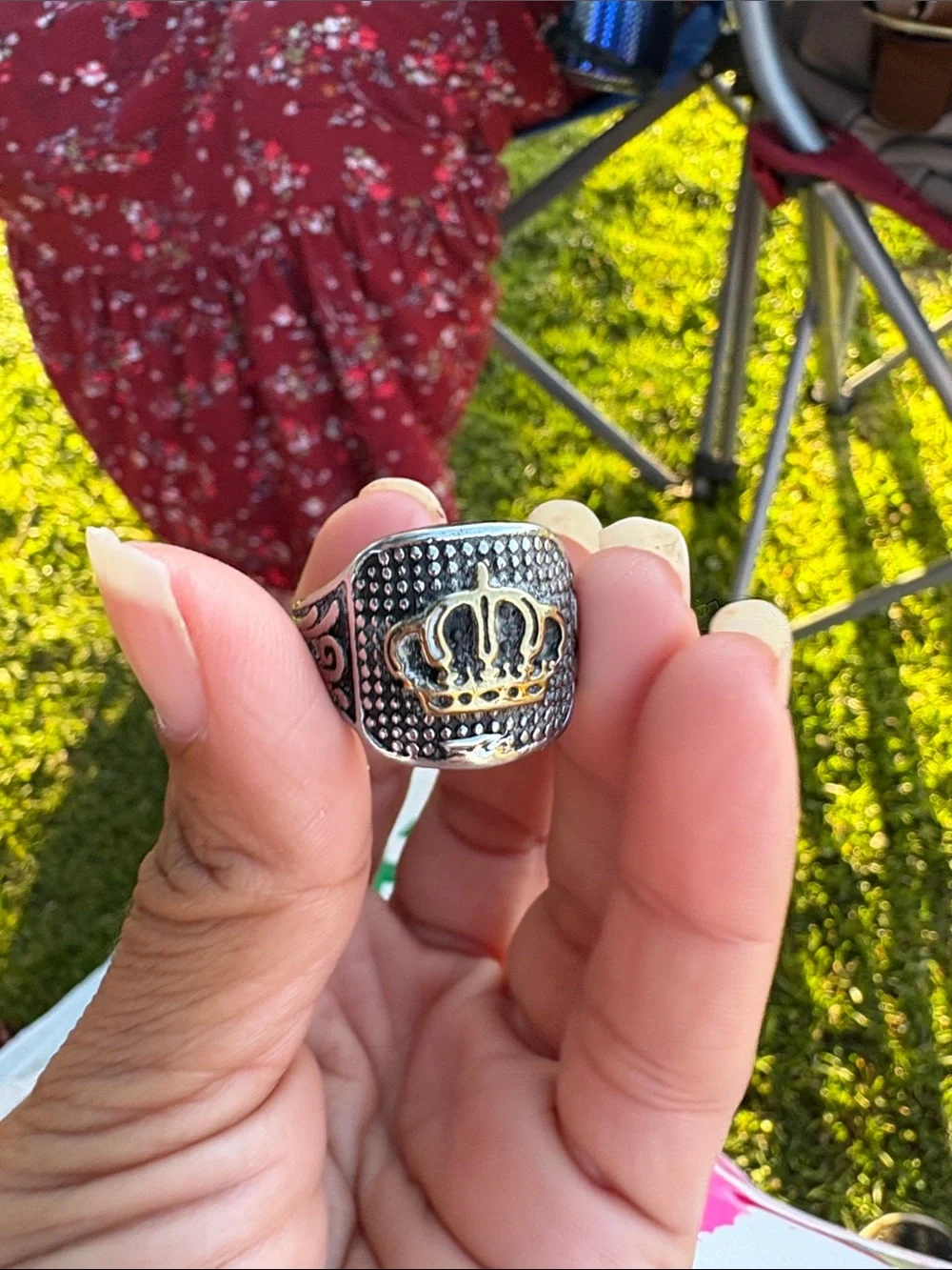 Two-Tone Crown Signet Ring